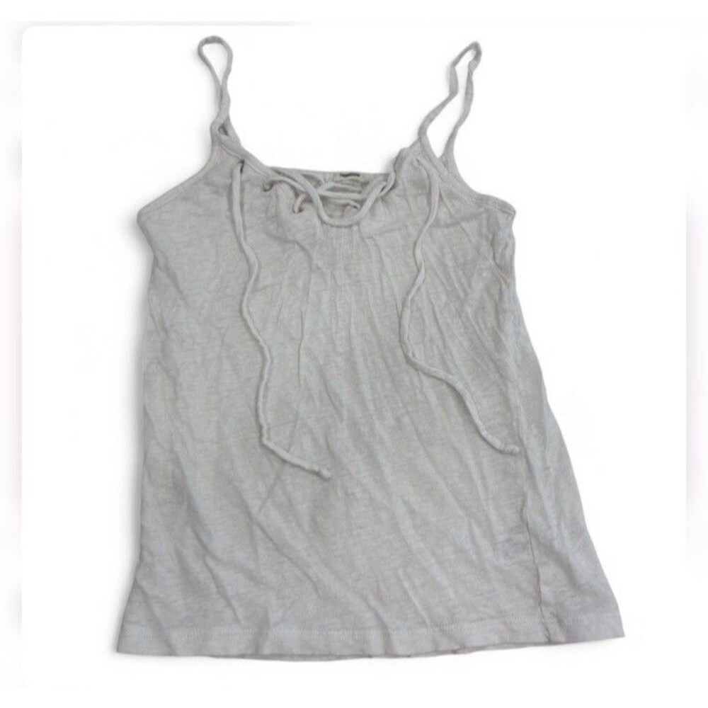 Monrow Tank Top Womens Size XS 100% Linen White Spaghetti Strap